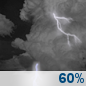 Thursday Night: A slight chance of showers and thunderstorms before 7pm, then showers and thunderstorms likely. Mostly cloudy, with a low around 69. Chance of precipitation is 60%. Thursday Night: Slight Chance Showers And Thunderstorms then Showers And Thunderstorms Likely